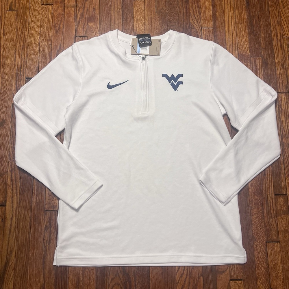 Nike West Virginia University Mountaineers Quarter Zip Size Medium White NWT $85
